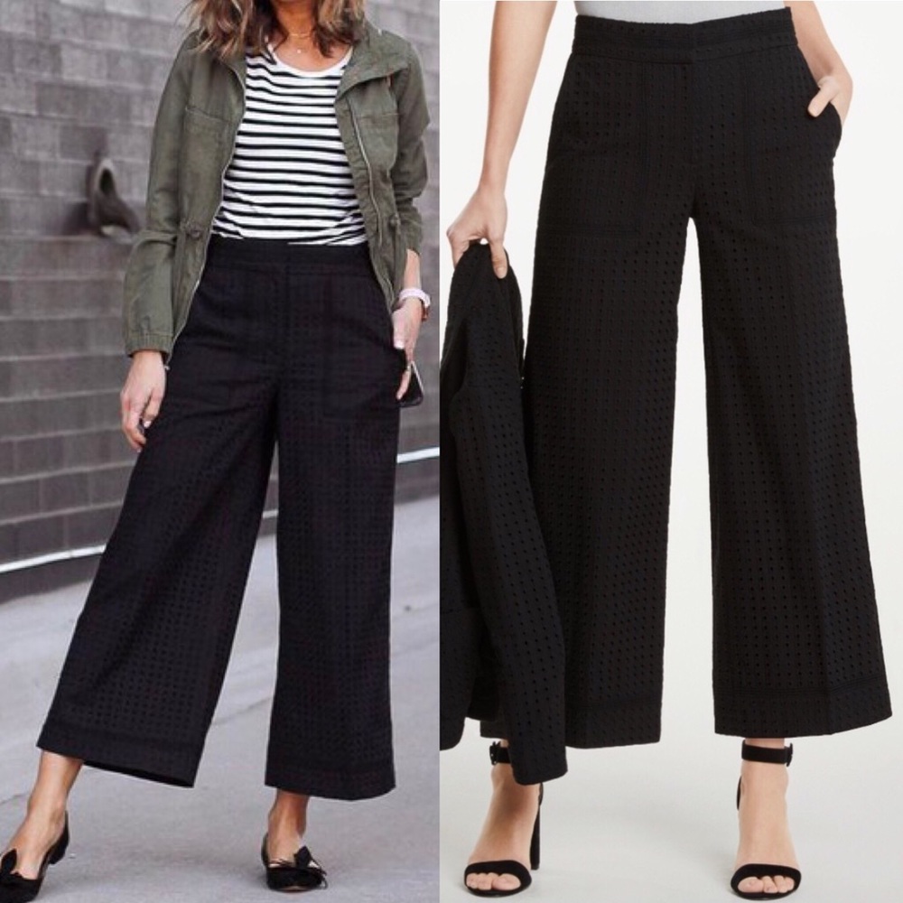 Ann Taylor Eyelet Marina Wide Leg Pants